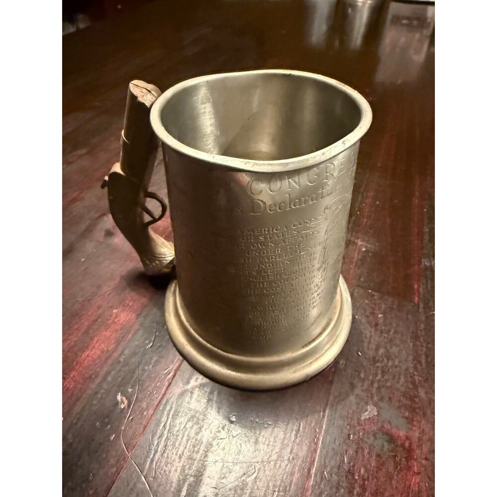 Vintage Leonard Pewter Flintlock Pistol Handle Tankard - Glass Bottom